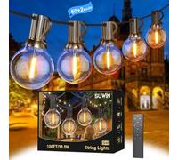 SUWIN Guirlande Lumineuse Extérieure 30M - Guirlandes Guinguette Exterieur avec Télécommandé, 3 Modes, Minuteur, 50+2 G40 LED Ampoules, IP45 Imperméable, Contrôle Distance Étanche Guirlande Lumineuse