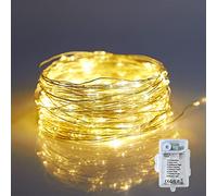 SUWITU Guirlande Lumineuse, 6M 6 LED Guirlandes Lumineuses à Piles de Argent ave 8 Modes, IP65 Etanche Fairy Lights Interieur/Exterieure Decoration pour Chambre Noël Mariage Soirée Maison