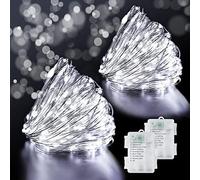 SUWITU Guirlande Lumineuse, Lot de 2 12M 120 LED Guirlandes Lumineuses à Piles ave 8 Modes, IP65 Etanche Fairy Lights Interieur/Exterieure Decoration pour Chambre Noël Mariage Soirée Maison
