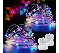 SUWITU Guirlande Lumineuse, Lot de 2 12M 120 LED Guirlandes Lumineuses à Piles ave 8 Modes, IP65 Etanche Fairy Lights Interieur/Exterieure Decoration pour Chambre Noël Mariage Soirée Maison