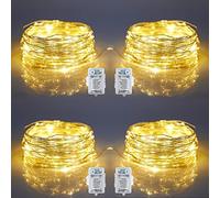 SUWITU Lot de 4 Guirlande Lumineuse, 6M 6 LED Guirlandes Lumineuses à Piles de Argent ave 8 Modes, IP65 Etanche Fairy Lights Interieur/Exterieure Decoration pour Chambre Noël Mariage Soirée Maison
