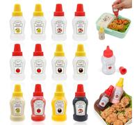 SUWIWKKOA Lot de 12 mini bouteilles à presser en plastique pour ketchup, sauce soja, sauce miel, vinaigrette, sauce à salade, bouteille à sauce, assaisonnement alimentaire, bbq, vinaigrette (25 ml)