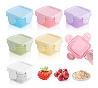 SUWIWKKOA Lot de 6 petites boîtes avec couvercle en plastique pour boîte à lunch, petites boîtes de congélation, petites boîtes à goûter, sauces, récipients pour le stockage de confitures, fruits et