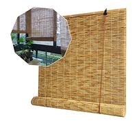 Suwooy Rideau De Roseau Naturel TisséÀ La Main,Stores À Rouleau Rétro en Bambou pour Fenêtres,Pare-Soleil,Store Enrouleur Romain,Rideau De Paille,pour Intérieur Extérieur Vole,W×H-60x120cm/23.5x47in