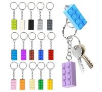 SUWYNJ Porte-clés Bloc de Construction 15 Pièces Briques Porte - Clé Porte-clés Briques Clé Attache Brick Key Rings Porte-clés Fête Brique Porte-clés pour Cadeaux D'anniversaire Articles de Fête