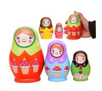 Suxdlan 1 Ensemble de poupées gigognes Russes à 5 Couches, poupée Matryoshka à Motif de Fille colorée, poupées gigognes en Bois Lisse pour la décoration la Maison des Enfants
