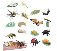 Suxdlan 4 Ensembles de Jouets de Cycle Vie pour Enfants, Jouets Vie d'insectes Comprenant Papillon, Abeille, Libellule, Insectes en Plastique, Figurines d'animaux éducatifs précoces