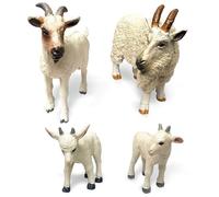 Suxdlan 4 pièces en Plastique Blanc Statue de chèvre Figurines d'animaux, Jouet de chèvre réaliste et écologique pour Les Enfants apprenant des Jouets éducatifs décoration gâteau d'anniversaire