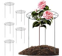 Suxdlan Cages et Supports de Pivoine 6 pièces Support de Pivoine 12x18 '' Poussent à Travers des Supports Plantes avec 3 Pieds Cages à tomates Anneaux Support Fleurs cerceaux pour Rose, Tomate, orch
