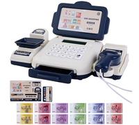 Suxdlan Caisse enregistreuse Jouet avec Scanner, Fonction Calculatrice, Caisse enregistreuse pour Enfants avec Carte de crédit, achats éducatifs jusqu'à Jouets de Jeu rôle