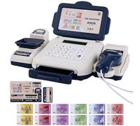Suxdlan Caisse enregistreuse Jouet avec Scanner, Fonction Calculatrice, Caisse enregistreuse pour Enfants avec Fausse Carte de crédit, achats éducatifs jusqu'à Jouets de Jeu rôle