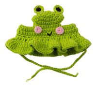 Suxdlan Chapeau de Chat, Chapeaux de Chat Grenouille tricotés Mignons avec Trous d'oreille et Sangle, Accessoires Couvre-Chef Costume fête Doux et Chaud pour Chaton Petits Chiens Petits Animaux