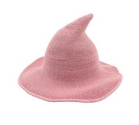 Suxdlan Chapeau de sorcière d'Halloween, bonnet tricoté à large bord, couvre-chef pointu, Costume de Cosplay pour femmes, Style 2