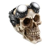 Suxdlan Décor d'aquarium en résine, tête Artificielle, tête de Mort, Squelette, Statue de Robot Steampunk, cachette Poisson, Maison Reptile, Halloween avec mécanisme Travail d'engrenage