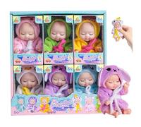 Suxdlan Ensemble de Mini poupées réalistes 4, 3 x 2, 6 pièces, poupées réalistes posables avec Peignoir Doux pour Les Tout-Petits et Les Enfants de 3 Ans et Plus, Cadeaux d'anniversaire