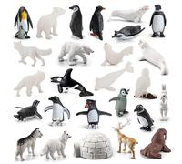 Suxdlan Figurines d'animaux Polaires pour Enfants, 26 pièces, Jouets réalistes en Plastique pour Petits Animaux, décoration de Cupcake d'anniversaire éducative précoce
