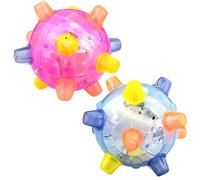 Suxdlan Lot de 2 balles rebondissantes avec lumière et Musique, balles rebondissantes Lumineuses en Plastique, Balle vibrante Amovible pour Enfants, Jouet à Piles pour Cadeaux (Couleur aléatoire)