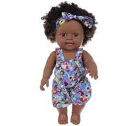 Suxdlan Poupée bébé Noire de 12 Pouces, articulée Mobile, Afro-américaine réaliste avec des vêtements Violets