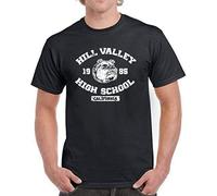 SUXISUUX Hill Valley High School Mens T-Shirt Back 80s Movie Future Time Machine Black Manches Courtes(Medium)
