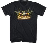 SUXISUUX Lightning Fast Delorean Men's T Shirt 80s Retro Gold Car Black Manches Courtes(XX-Large)