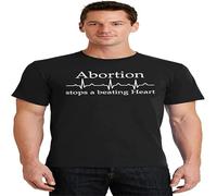 SUXISUUX Mens Abortion Stops Beating Heart T-Shirt Political Pro Life Politics Shirt Black Manches Courtes(3X-Large)