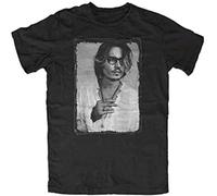 SUXISUUX Men's SHG Johnny Depp T-Shirt Black Retro Vintage Blogger Manches Courtes(3X-Large)