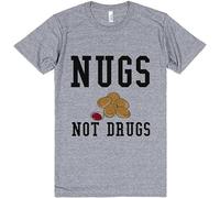SUXISUUX Nugs Not Drugs Light Heathe Grey T Shirt Funny Chicken Nuggets Food Shirts Grey Manches Courtes(3X-Large)
