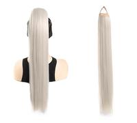 SUXUMHAO - 1 extension de queue de cheval argentée, 70 cm de long, perruque de queue de cheval en fibre haute température, aspect naturel, facile à porter et à coiffer