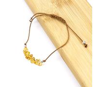 SUXUMHAO Bracelet de perles fait à la main, convient aux hommes et aux femmes, bracelet en fil de cire tissé irrégulier, bracelet de plage en gravier (jaune)