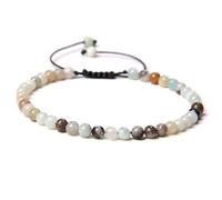 SUXUMHAO Bracelet de perles fait à la main, convient pour les hommes et les femmes, bracelet de perles fines de 4 mm tissé avec des perles en pierre naturelle réglables (mélange de couleur G)