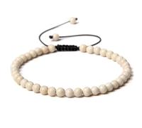 SUXUMHAO Bracelet de perles fait à la main, convient pour les hommes et les femmes, bracelet de perles fines de 4 mm tissé réglable en pierre naturelle (jaune blanc)