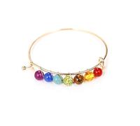 SUXUMHAO Bracelet de perles fait à la main, convient pour les hommes et les femmes, bracelet en pierres naturelles enroulées à la main (style B doré)