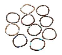 SUXUMHAO Bracelet fait à la main en perles de coquillage de noix de coco à empiler, bracelet tressé tressé réglable fait à la main pour homme et femme, taille