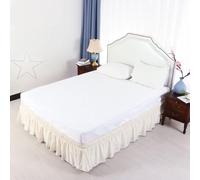 SUXUMHAO Cache-sommier - Volant anti-poussière en polyester et coton doux, facile à installer pour la chambre à coucher, volant anti-poussière durable compatible avec les lits jumeaux, beige clair, 1
