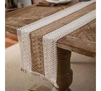 SUXUMHAO Chemin de table à pampilles - Ficelle des deux côtés - Longue nappe tressée bicolore - Matériau naturel - Vacances américaines pour table basse - Décoration de salle à manger - 30 x 177,8 cm