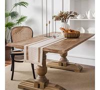 SUXUMHAO Chemin de table à pampilles - Ficelle des deux côtés - Longue nappe tressée bicolore - Matériau naturel - Vacances américaines pour table basse - Décoration de salle à manger - 30 x 177,8 cm