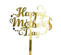 suxuMhao Lot de 10 décorations de gâteau « Happy Mother's Day » - Lettres roses - Décoration de gâteau pour la fête des mères (doré C) 01