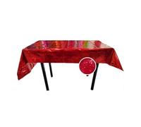 SUXUMHAO Lot de 10 nappes rectangulaires en plastique irisé brillantes jetables au laser - Décorations de fête d'anniversaire, de mariage, de Noël - 137,2 x 274,3 cm - Rouge