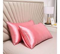 suxuMhao Lot de 3 taies d'oreiller en soie lavée, douces et douces pour la peau, taies d'oreiller soyeuses au toucher, donnant à la peau un câlin luxueux 51 x 76 cm (jade 02