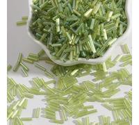 suxuMhao Lot de 300 perles longues tubulaires de 2 x 7 mm pour fabrication de boucles d'oreilles, bracelets, colliers, bijoux - Vert
