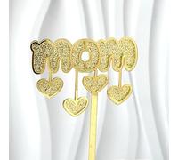 suxuMhao Lot de 5 décorations de gâteau « Happy Mother's Day » - Lettres roses - Décoration de gâteau pour la fête des mères (doré B)