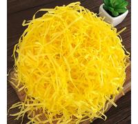 SUXUMHAO Papier cadeau froissé 100 g - Avec soie raphia, à remplir et emballer des cadeaux, idéal pour assortir, décoration de boîte cadeau et travaux manuels (jaune)