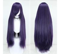 SUXUMHAO Perruque longue et lisse pour femme de 99 cm - Style anime - Pour cosplay - Noir et violet