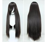 SUXUMHAO Perruque longue et raide pour femme - 99 cm - Style anime - Châtain noir