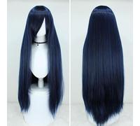 SUXUMHAO Perruque pour femme - Longueur : 99 cm - Cheveux raides - Style anime - Pour cosplay - Noir et bleu