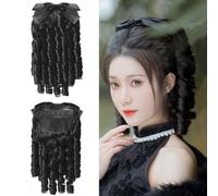 SUXUMHAO Perruque romantique bouclée baroque rococo 18ème siècle femme coloniale guerre civile bal costume perruque (marron noir)