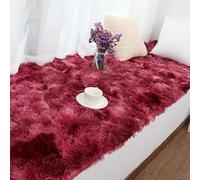 SUXUMHAO Tapis en peluche de couleur unie, tapis décoratif en peluche, tapis antidérapant, adapté pour les chambres et les tapis d'intérieur - Carmin tie-dye 60 x 160 cm