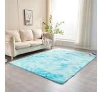 SUXUMHAO Tapis en peluche de couleur unie, tapis décoratif en peluche, tapis antidérapant, adapté pour les chambres et les tapis d'intérieur - Tie Dye bleu et blanc, 60 x 160 cm