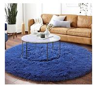 SUXUMHAO Tapis rond à poils longs pour chambre à coucher, cercle pelucheux de 60 x 60 cm, tapis en fourrure pour chambre d'adolescent, chambre d'enfant, dortoir, décoration de chambre mignon, bleu