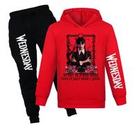 Suyaluoi Sweats à Capuche pour Enfants de la série télévisée américaine Addams - 2 pièces - pour garçons et Filles, Rouge, 7-8 Ans